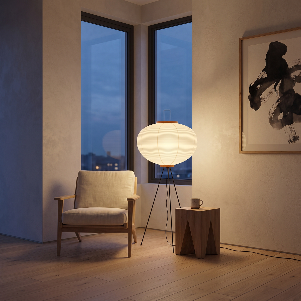 Rice Paper Floor Lamp premium evening ambiance
