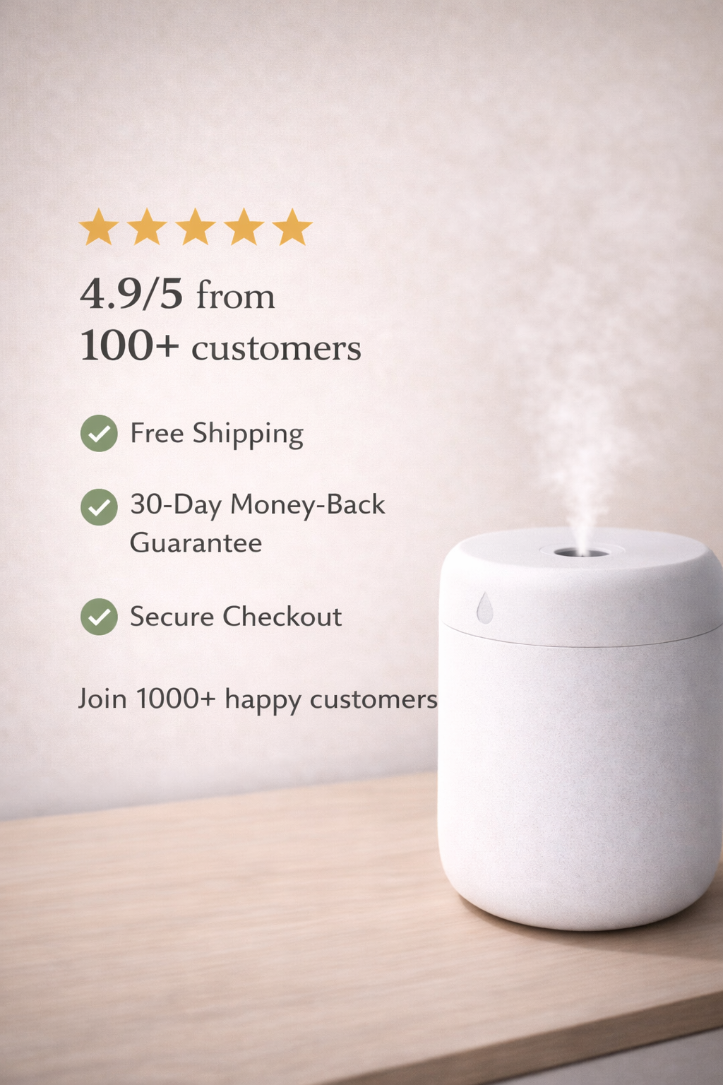Humidifier for Dry Air – Quiet Cool Mist for Bedroom, Sleep & Desk Use