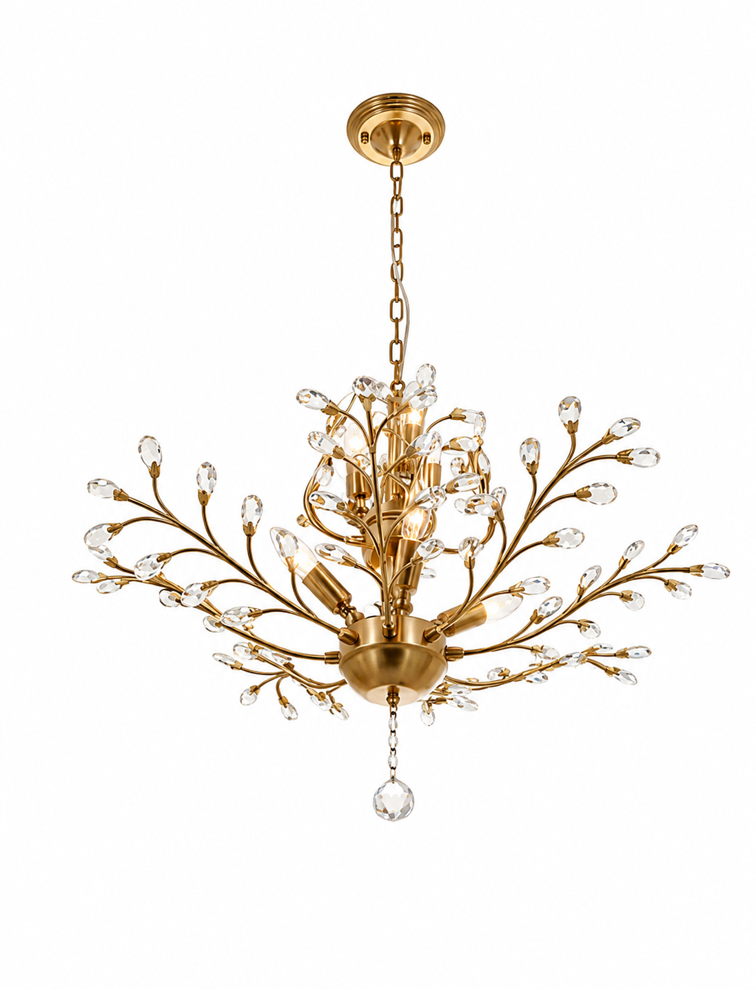 Sculptural Branch Chandelier for Living Room & Dining Room | Modern Brass Organic Ceiling Light