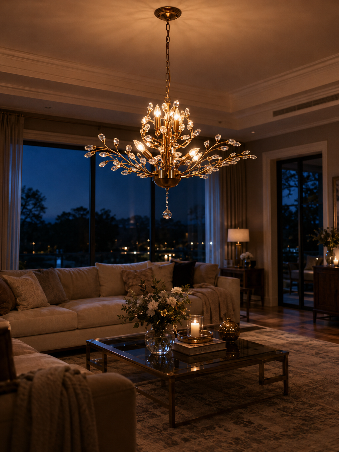 Sculptural Branch Chandelier for Living Room & Dining Room | Modern Brass Organic Ceiling Light