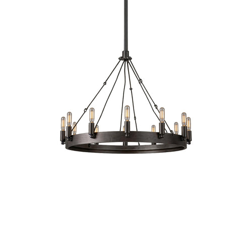 Rustic Black Iron Ring Chandelier