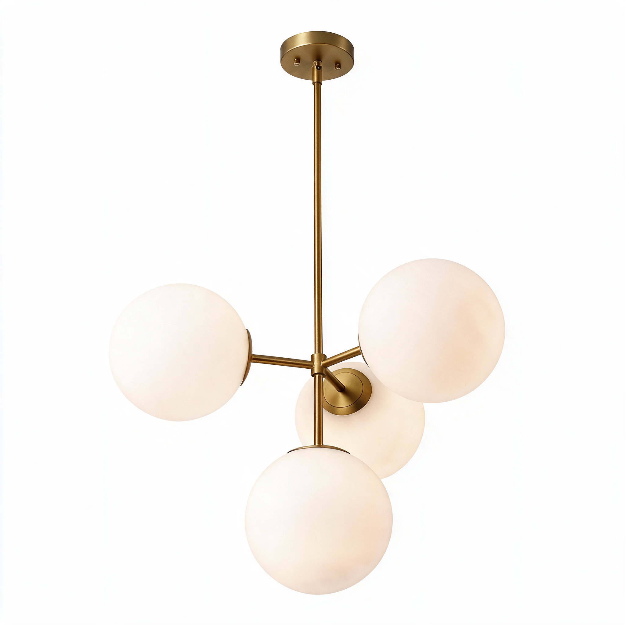 Glass Bubble Chandelier | Milky White Globe for Dining Room & Bedroom