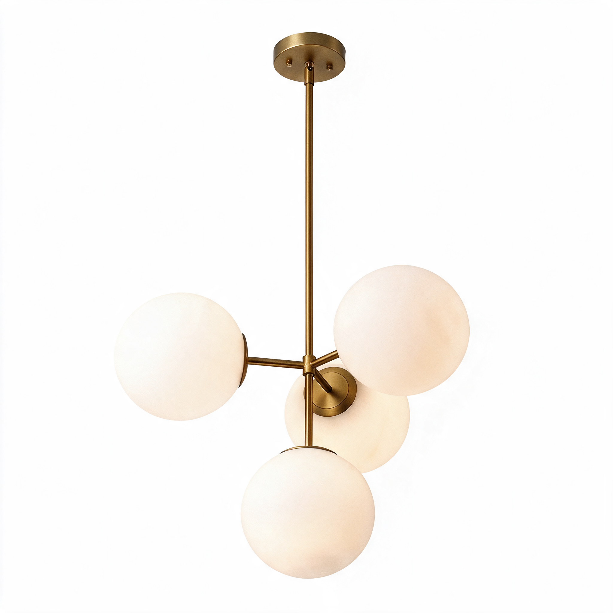 Modern Glass Bubble Chandelier for Dining Room & Bedroom | Nordic Milky White Globe Ceiling Light, Gold & Black, Wrought Iron