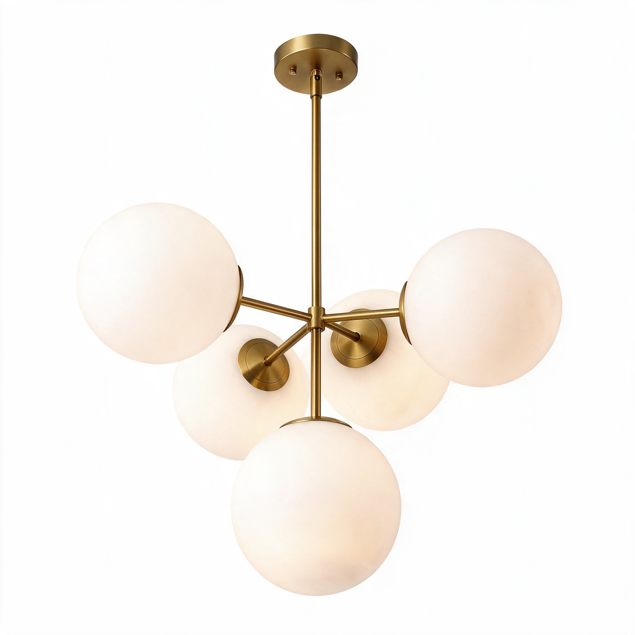 Designer Glass Bubble Chandelier for Elegant Dining Room & Living Room | Nordic Milky White Globe Light, Warm Ambient Glow