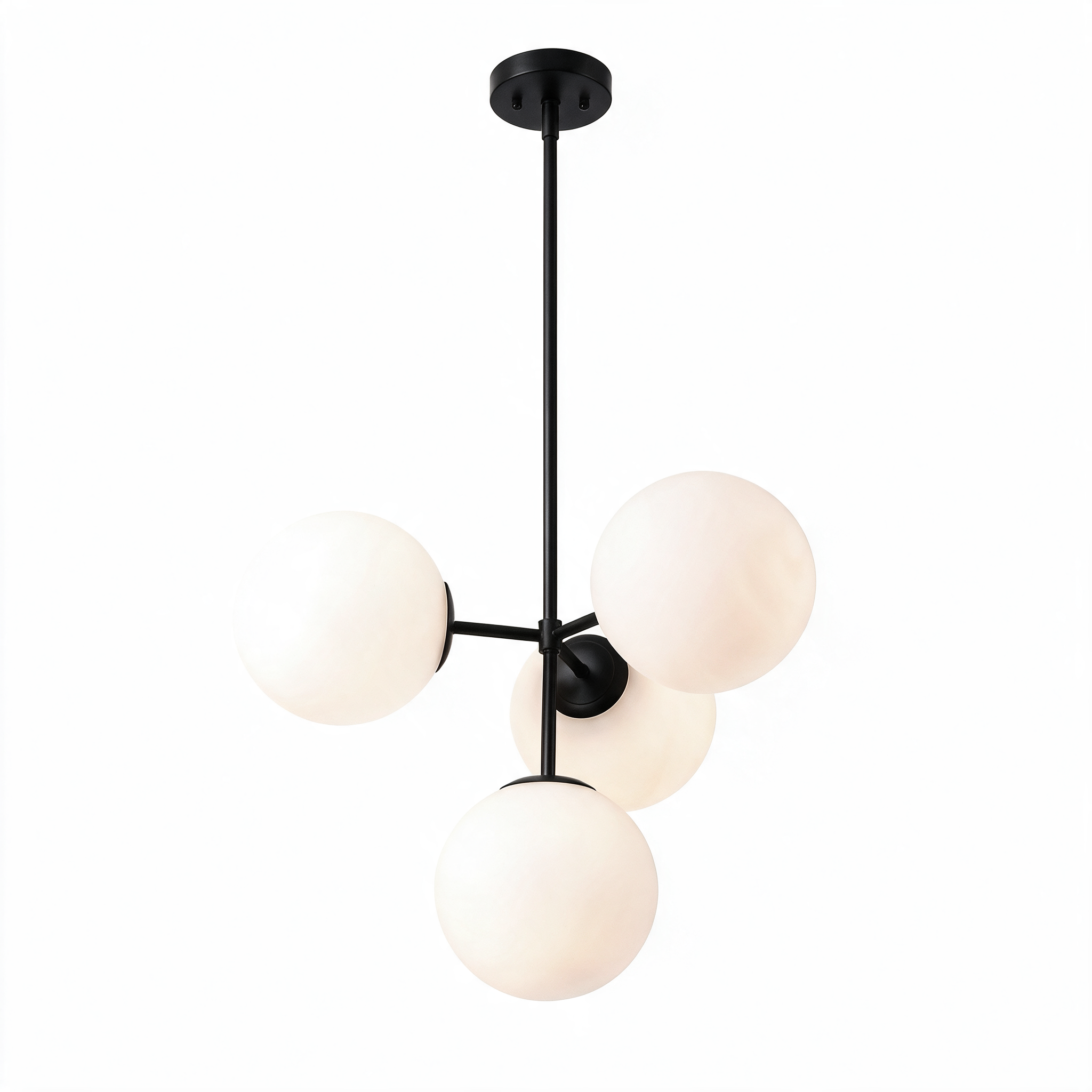 Statement Glass Bubble Chandelier for Luxury Dining Room & Great Room | Nordic Milky White Globe Fixture, High Ceiling, Designer