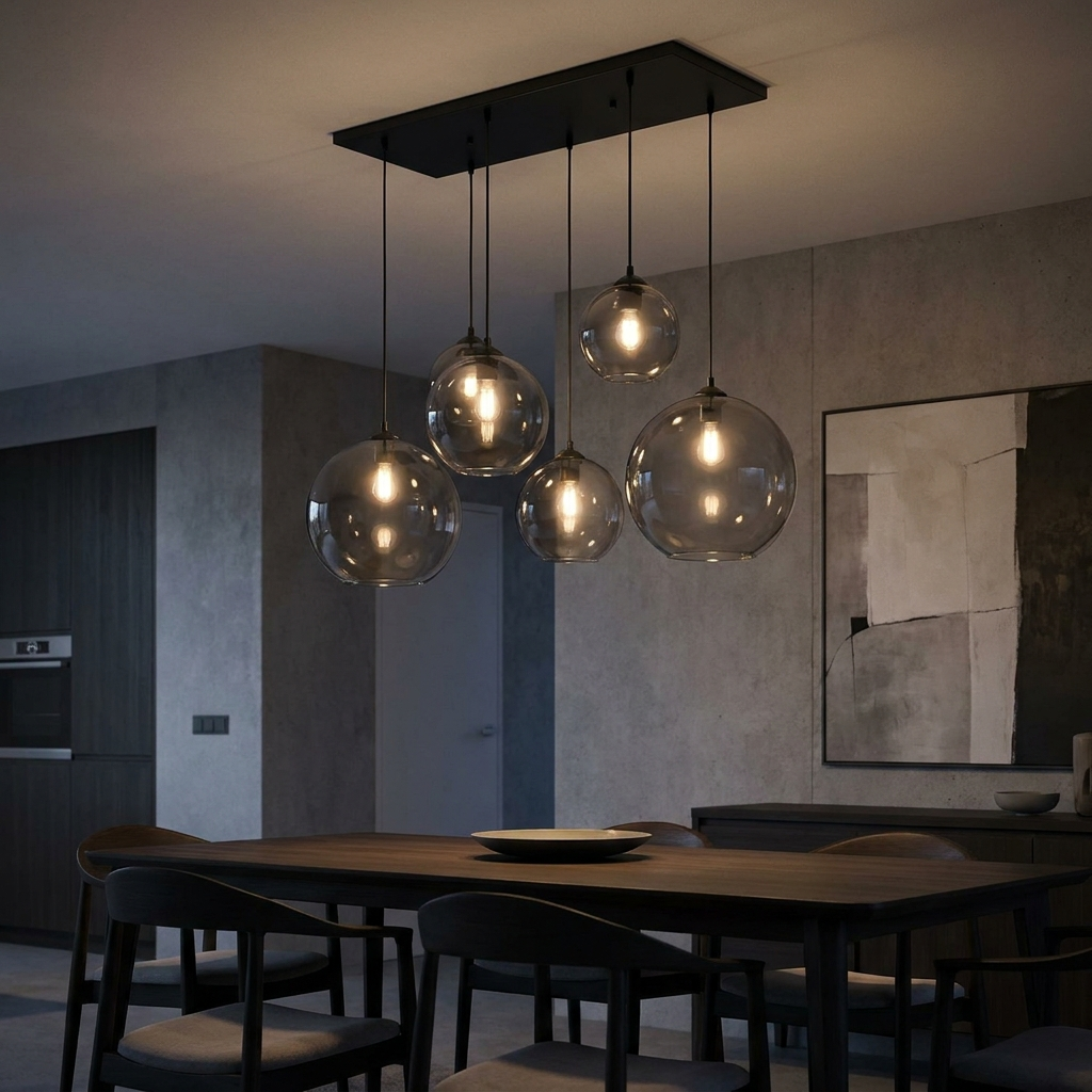 Smoked glass chandelier matte black 32 inch – scale and dimensions reference