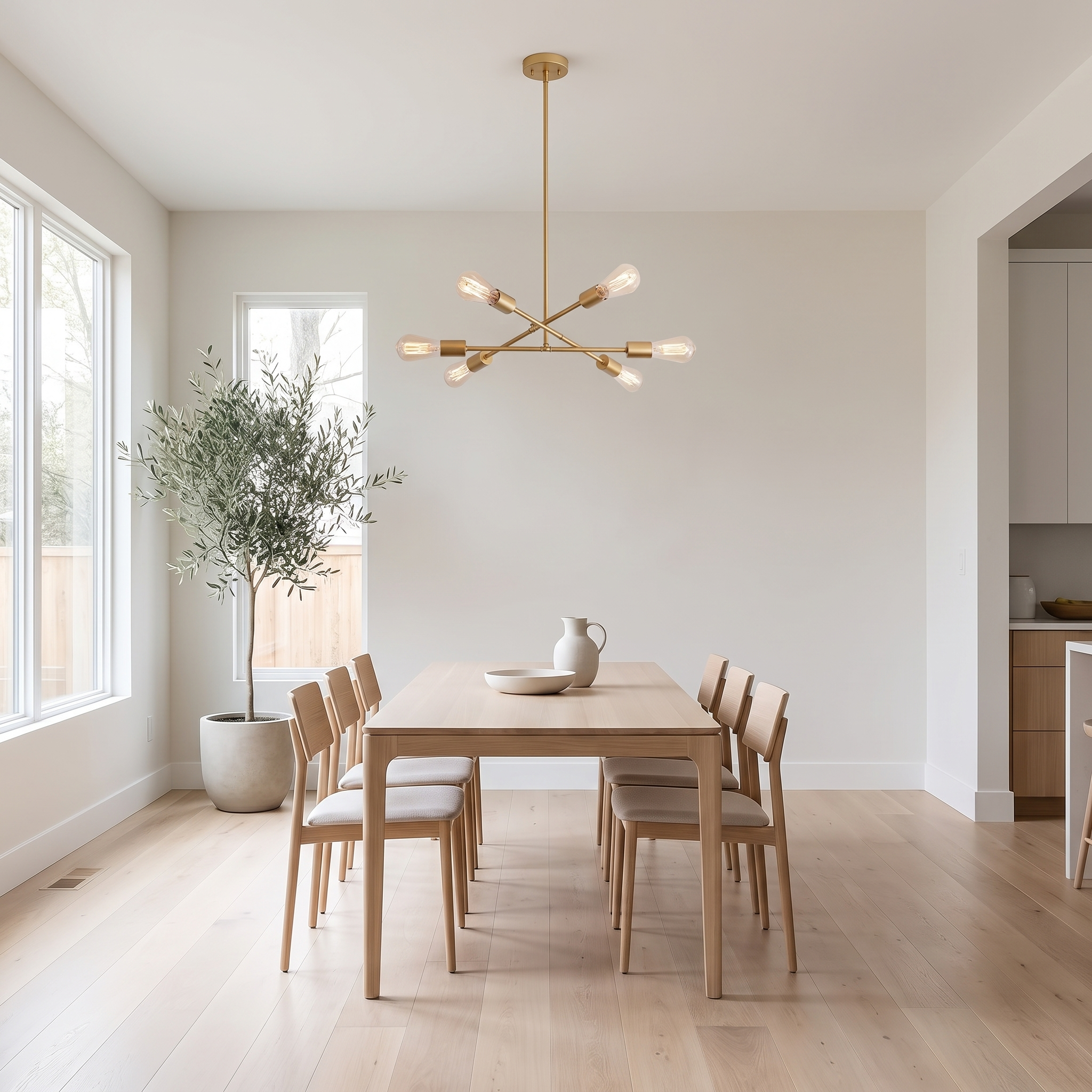 Sputnik Chandelier in bright modern dining room