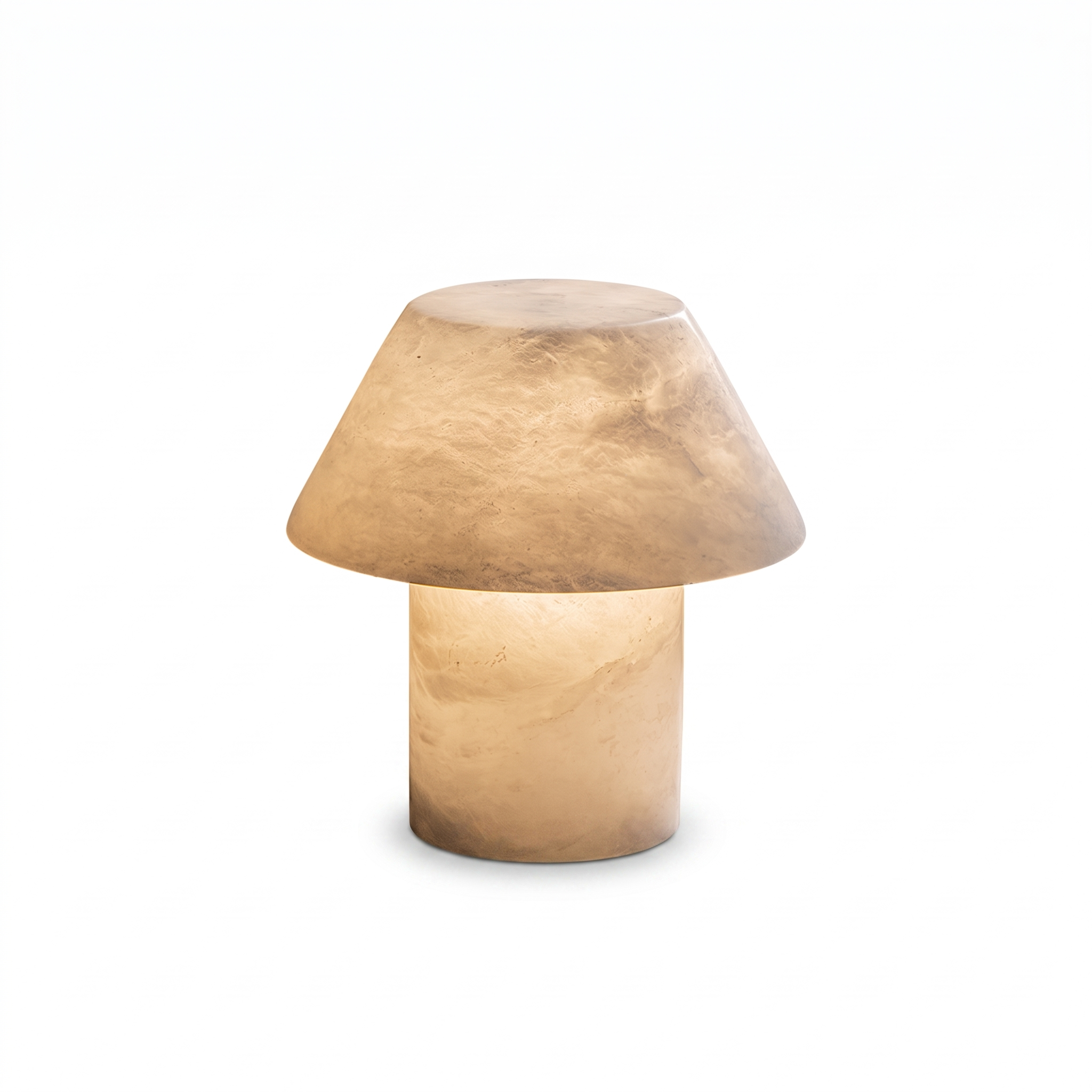 Petra Alabaster Table Lamp, D20cm x H20cm, pure white background, no cord