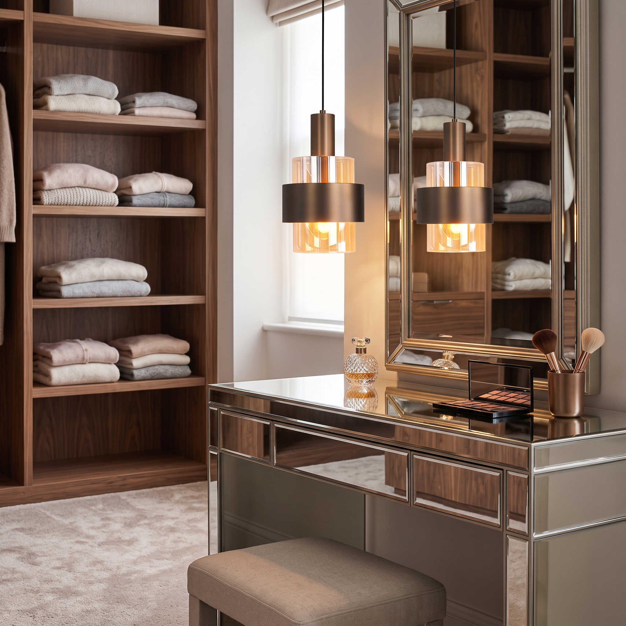 Nordic Glass Pendant Chandelier Set, pair above a walk-in closet dressing vanity