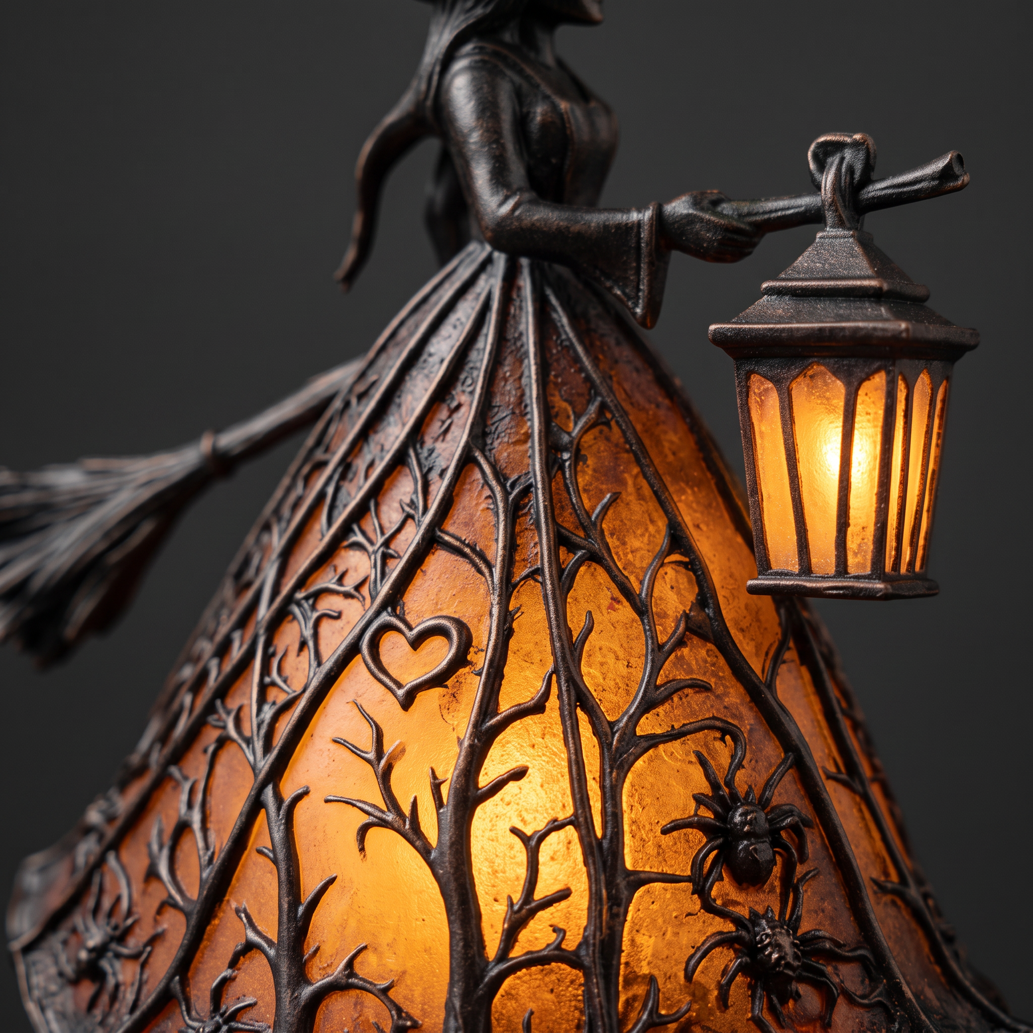 Gothic Witch Lantern Night Light, craftsmanship detail close-up