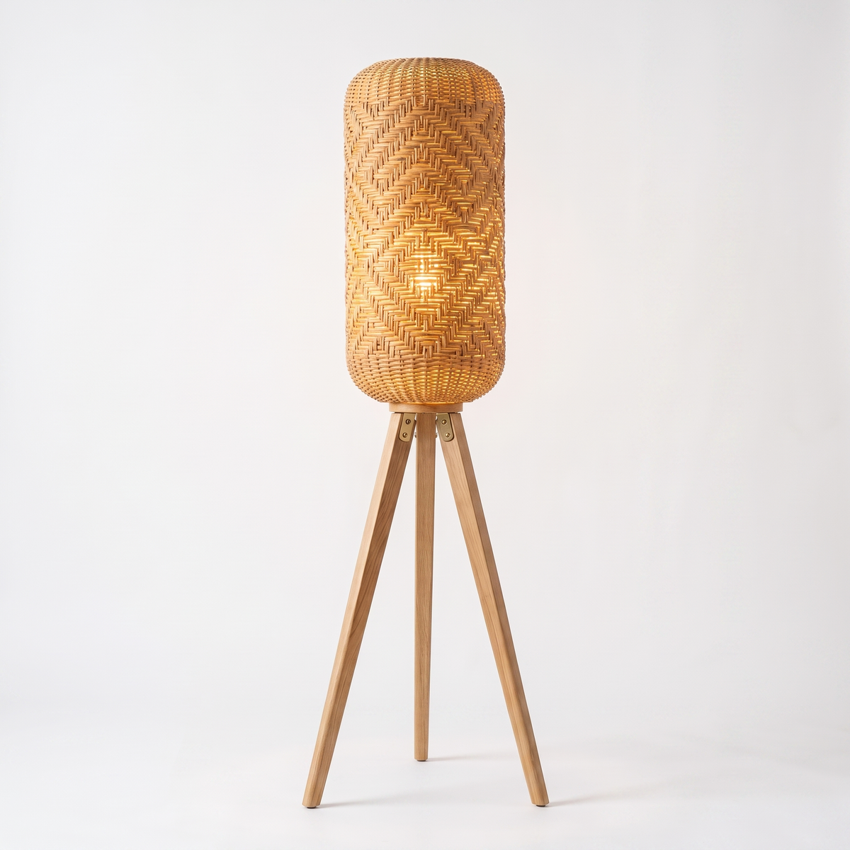 Woven Rattan Floor Lamp, white background hero