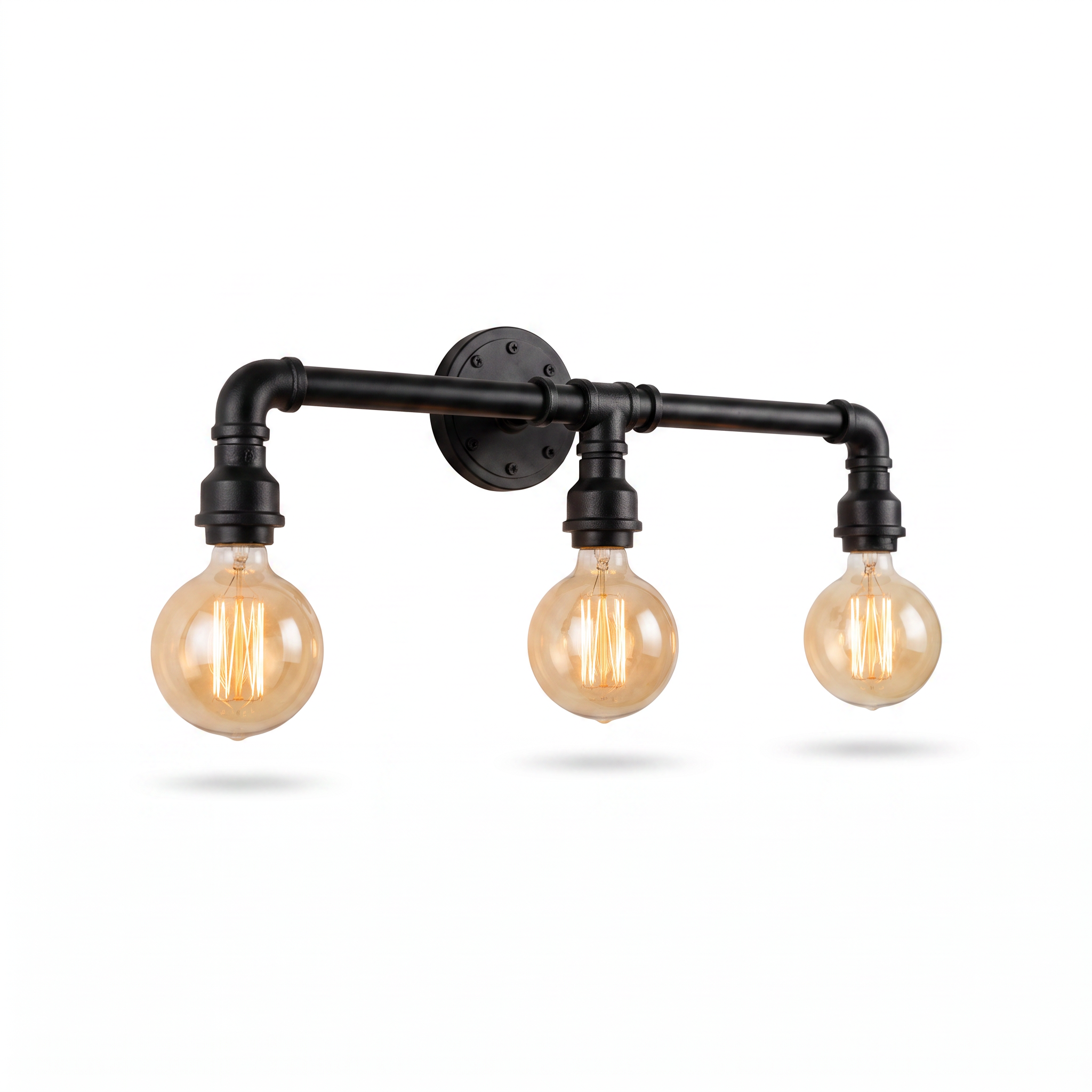 Industrial Pipe Vanity Light for Bathroom, white background hero