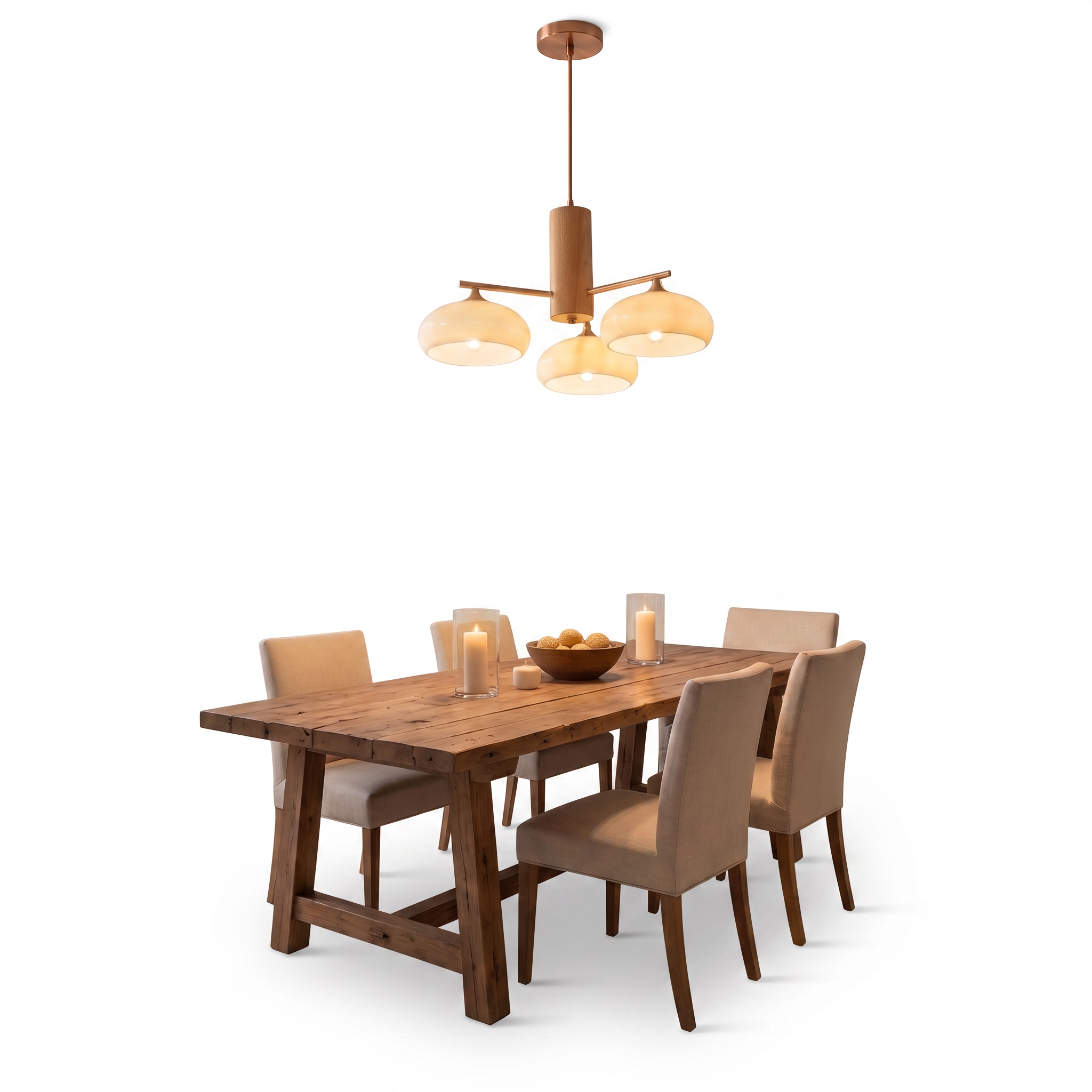 Copper Chandelier, white background hero