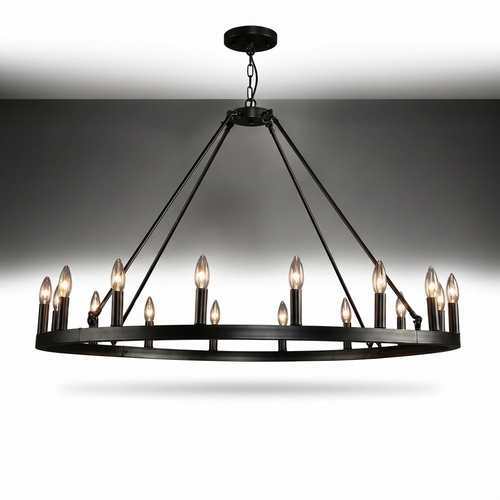 Designer Wagon Wheel Chandelier for Vaulted Ceiling & Great Room
