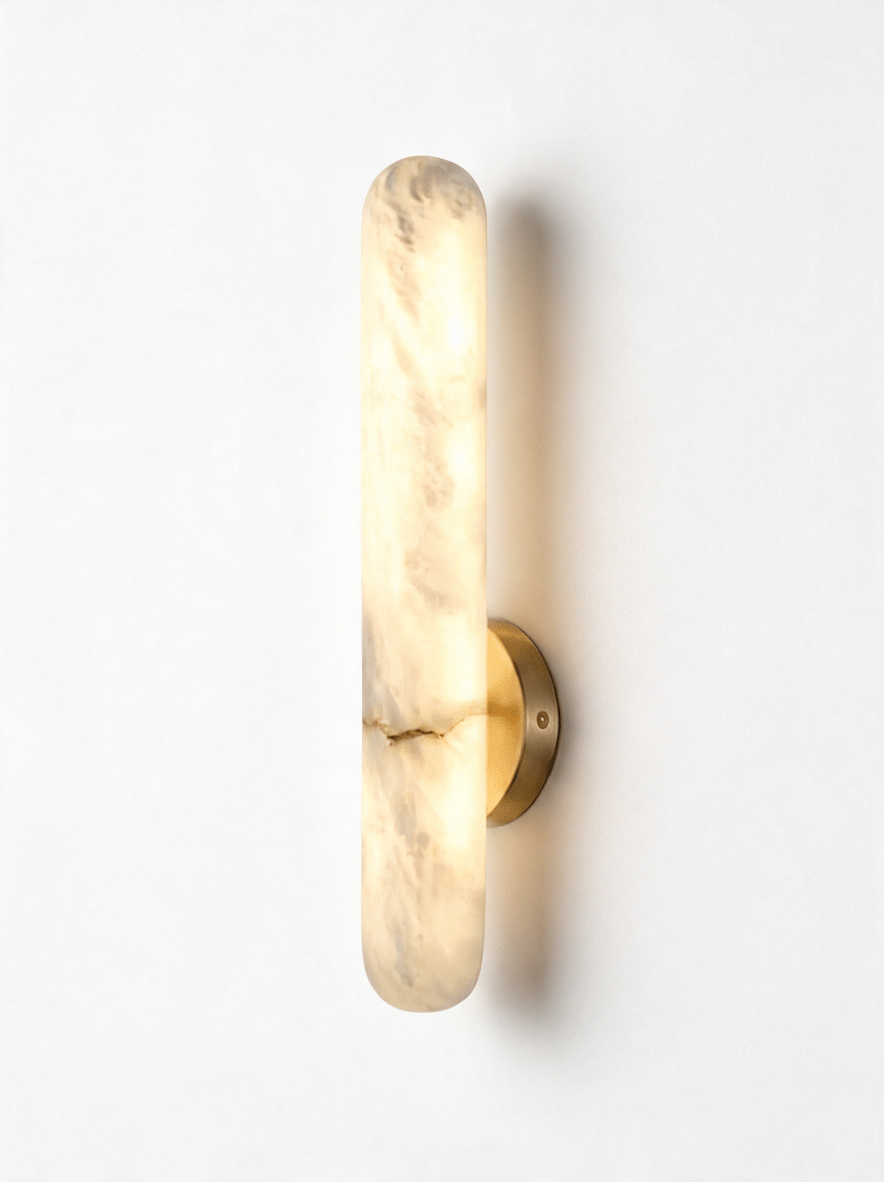 AIR HAVEN Slim Alabaster Copper Sconce - white studio hero
