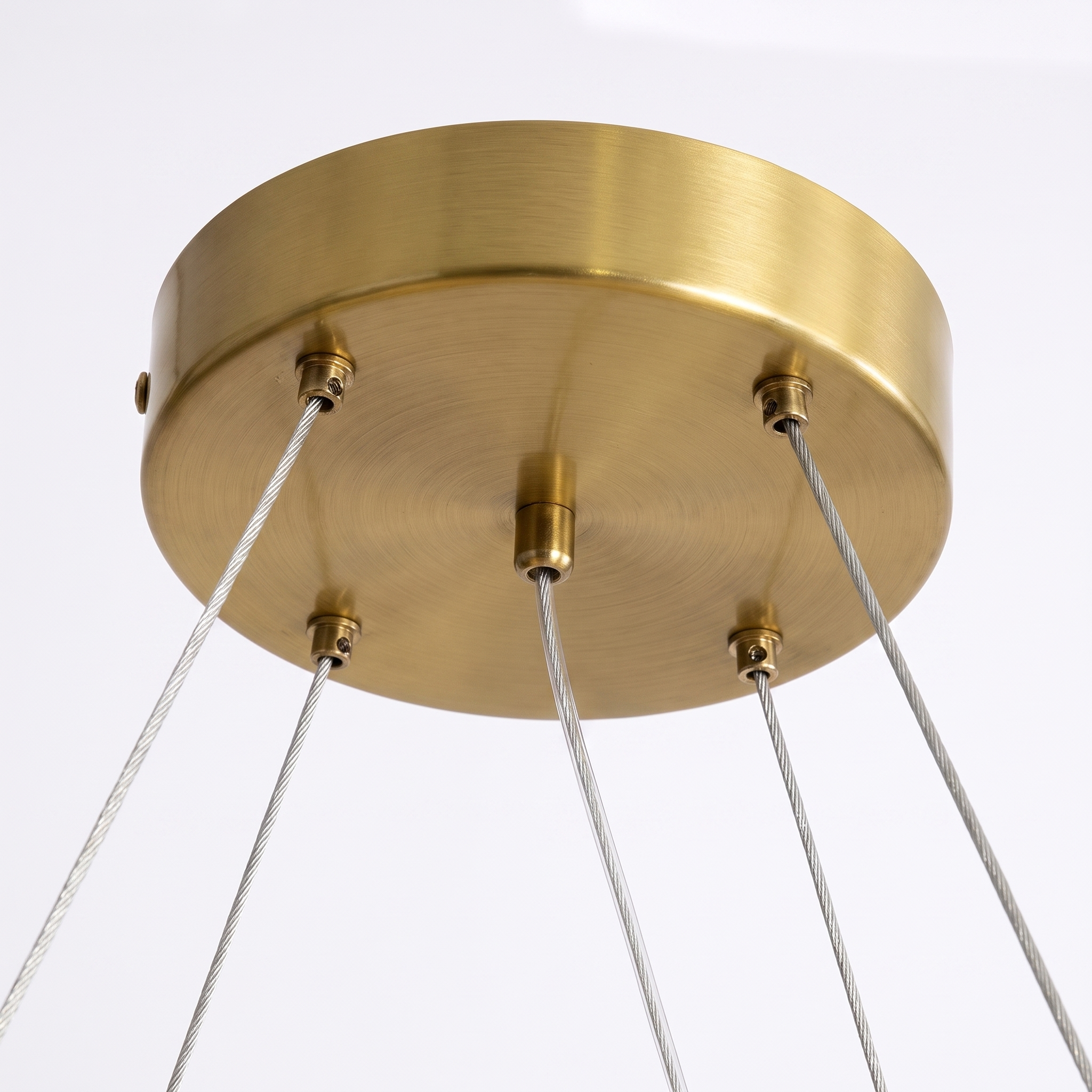 AIR HAVEN Alabaster Crystal Round Chandelier - brass canopy construction detail