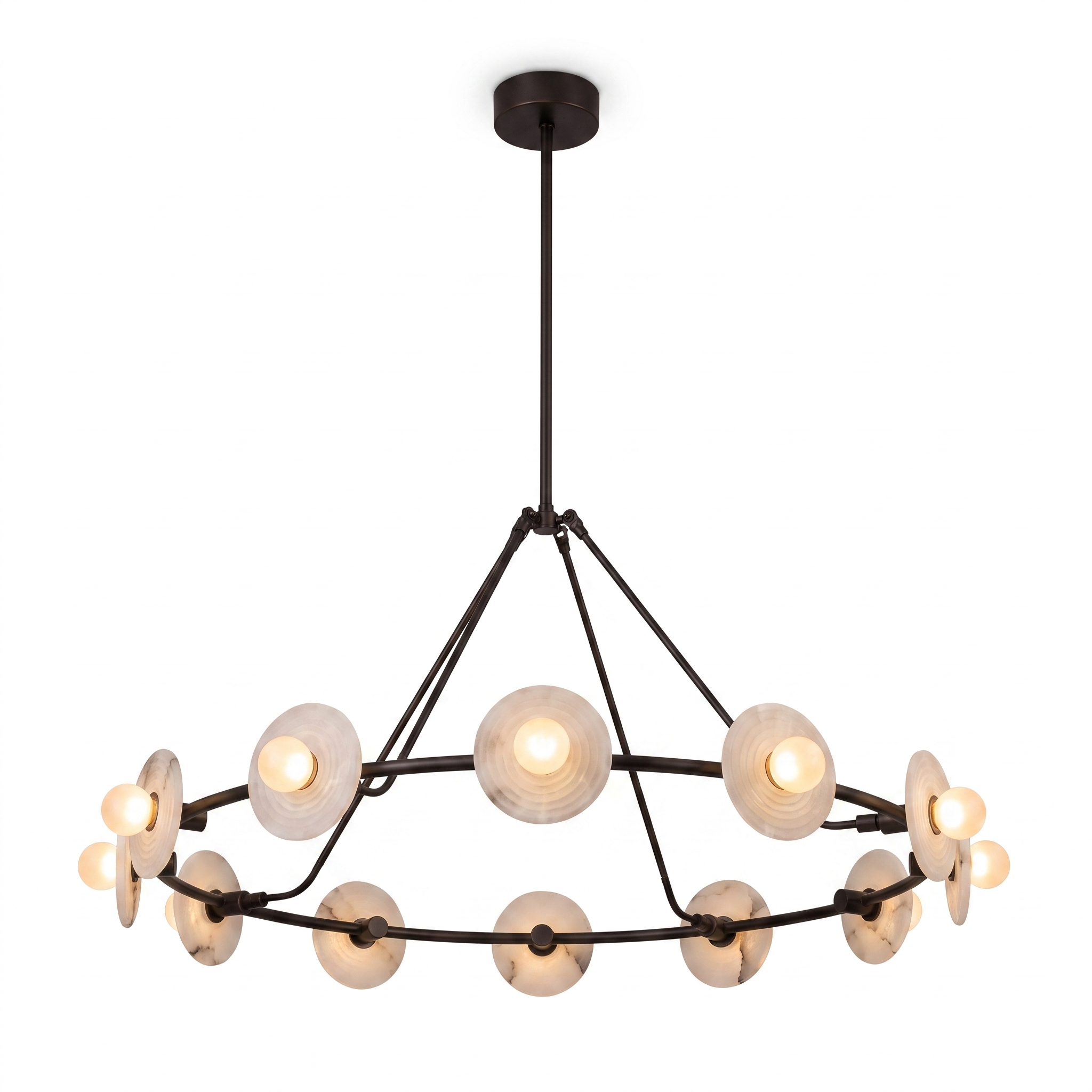 AIR HAVEN Ribbed Alabaster Chandelier 46in Bronze - white background hero