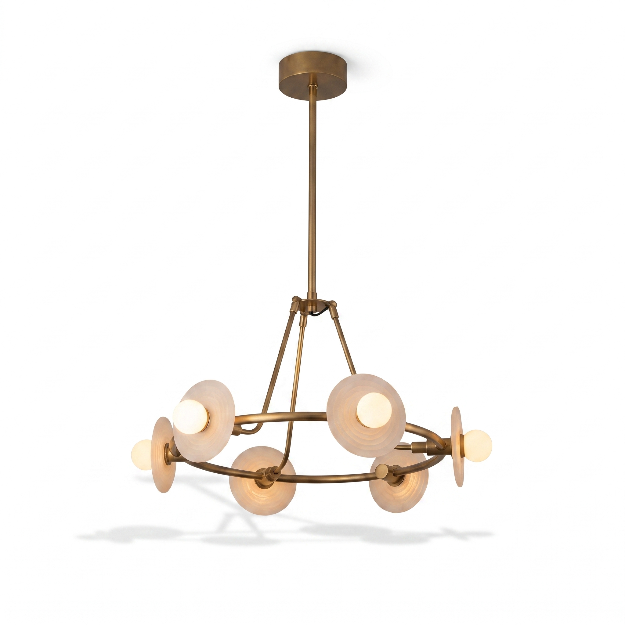 AIR HAVEN Ribbed Alabaster Chandelier - three-quarter studio view