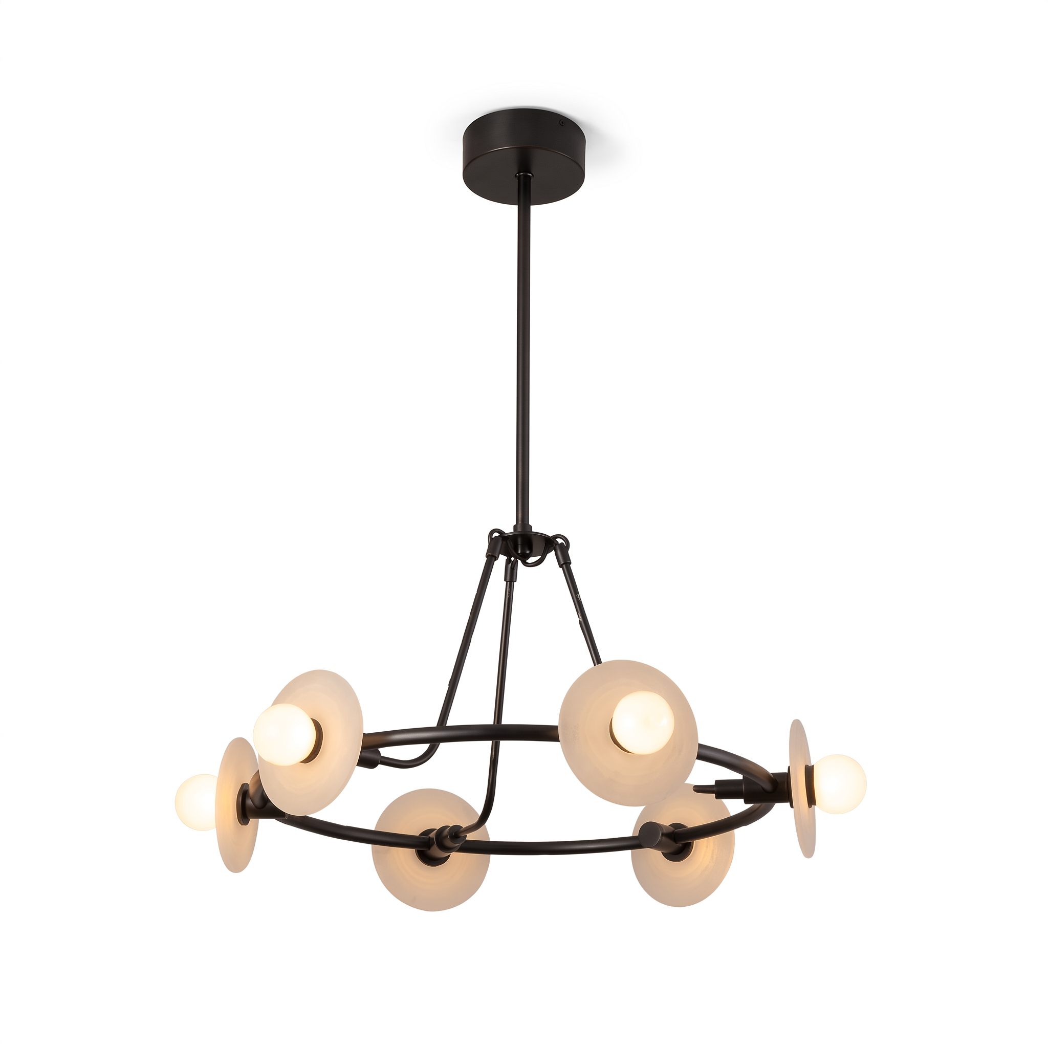 AIR HAVEN Ribbed Alabaster Chandelier 28in Bronze - white background hero