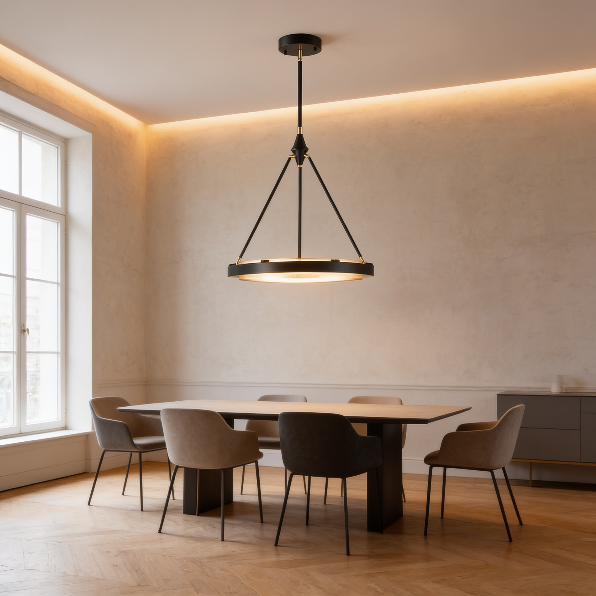 AIR HAVEN Two-Ring LED Pendant 24in Gold - Signature Lifestyle