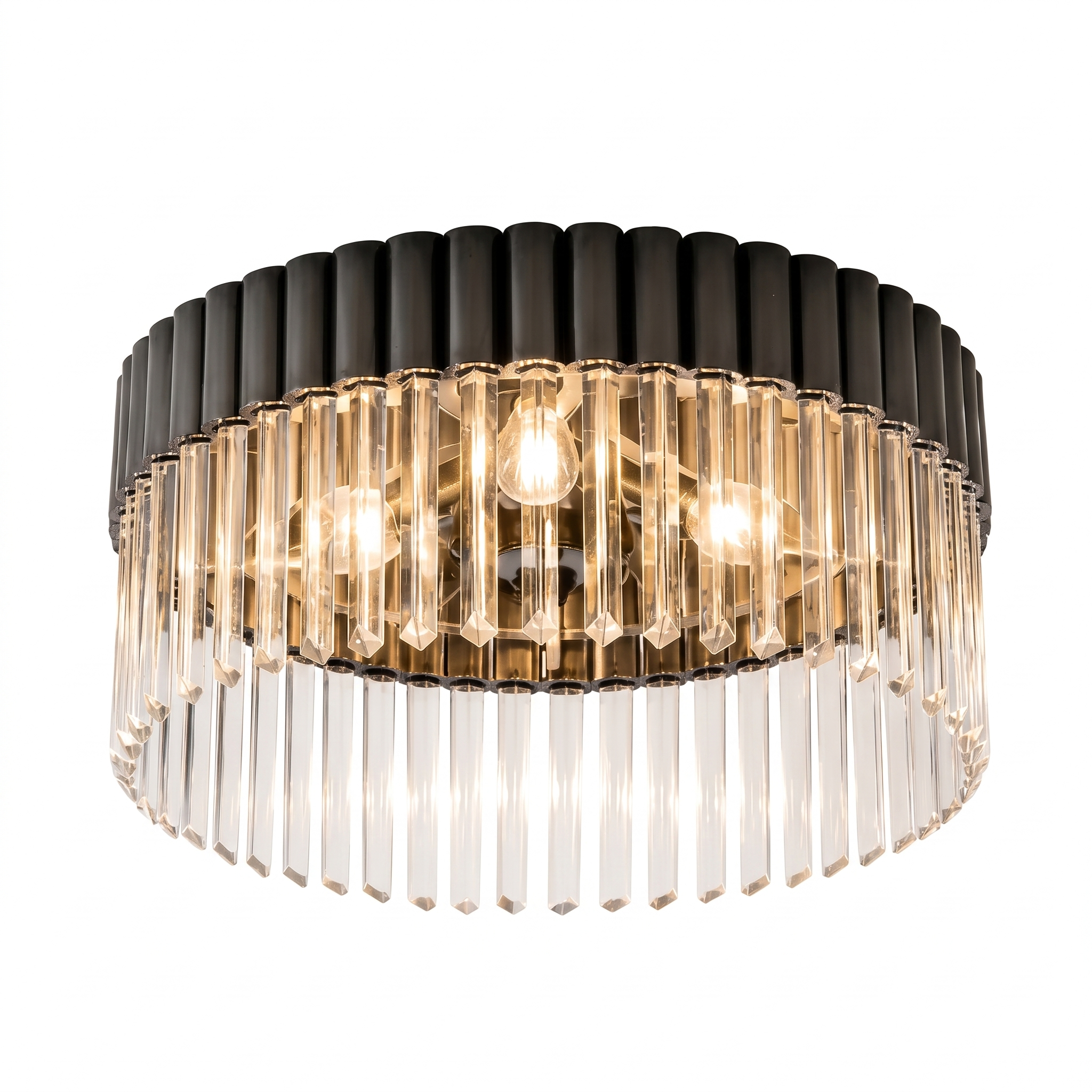 AIR HAVEN Crystal Flush Mount Light Black Chrome - White Background Hero