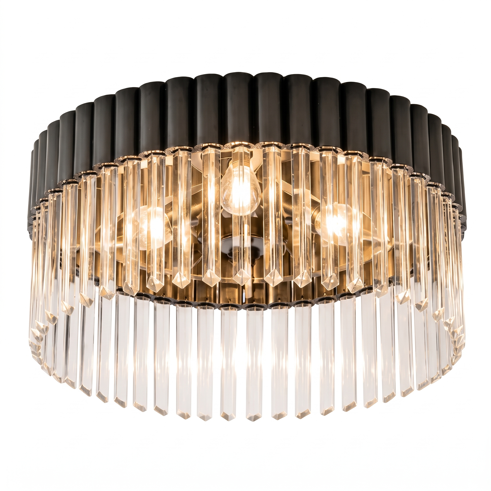 AIR HAVEN Crystal Flush Mount Light Black Chrome - Elevation View