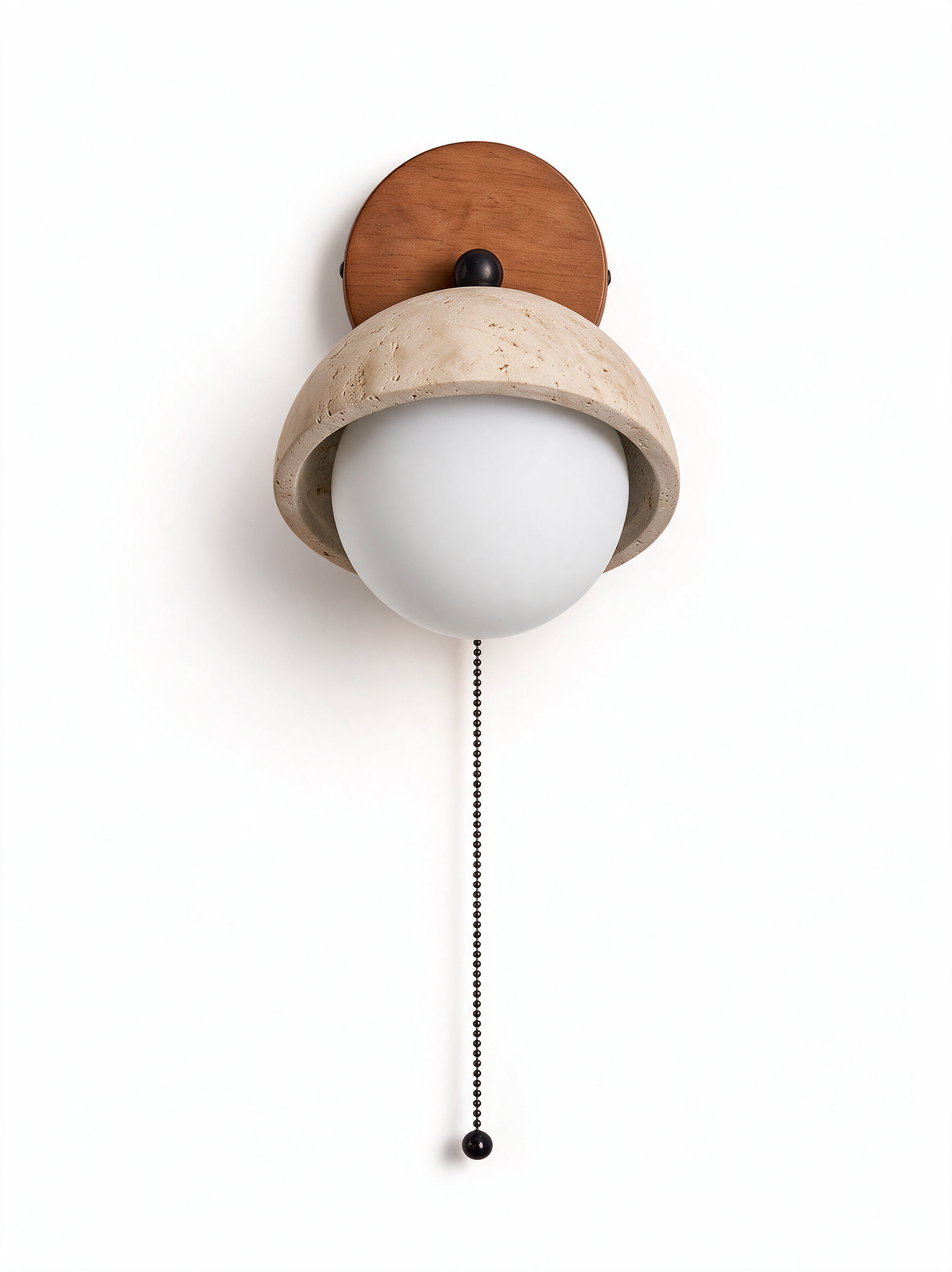 AIR HAVEN Carved Travertine Bedside Sconce - White Hero 1-Light