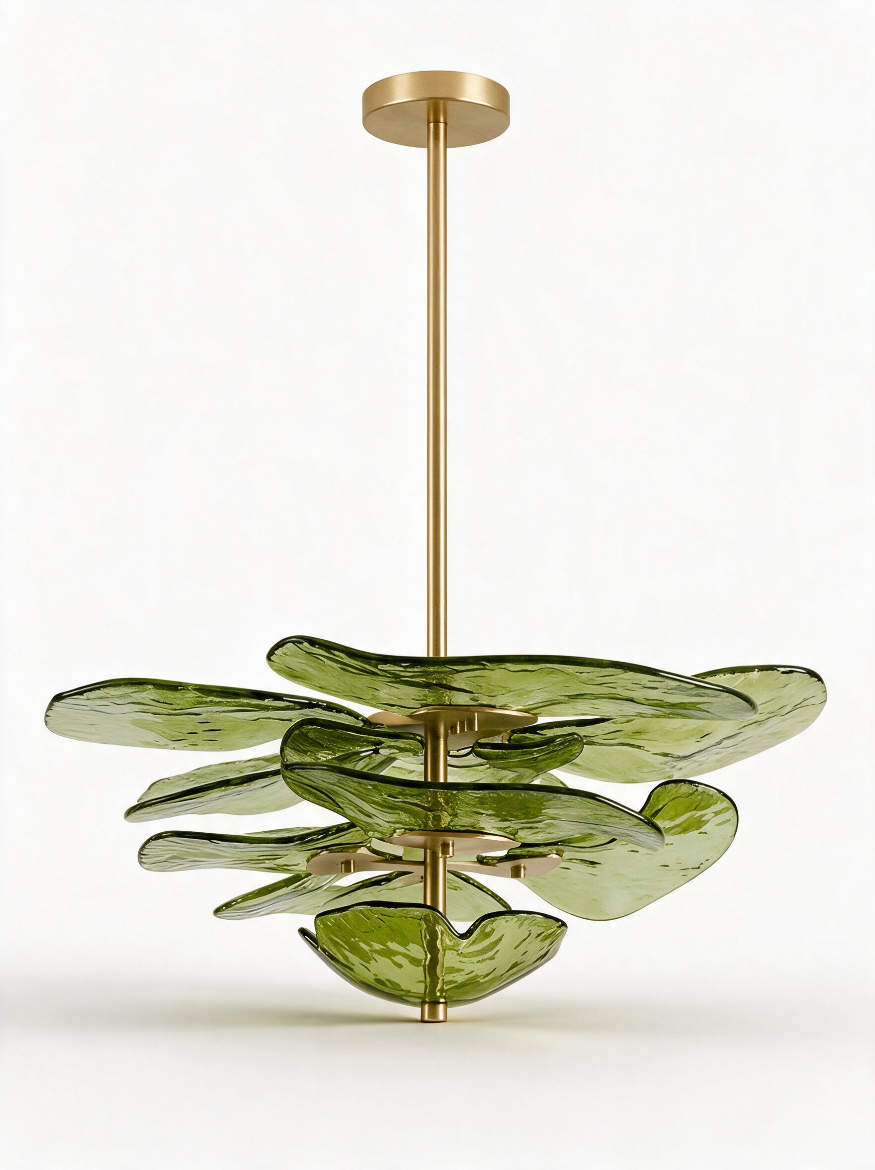 AIR HAVEN Glass Petal Chandelier - Green & Gold Hero