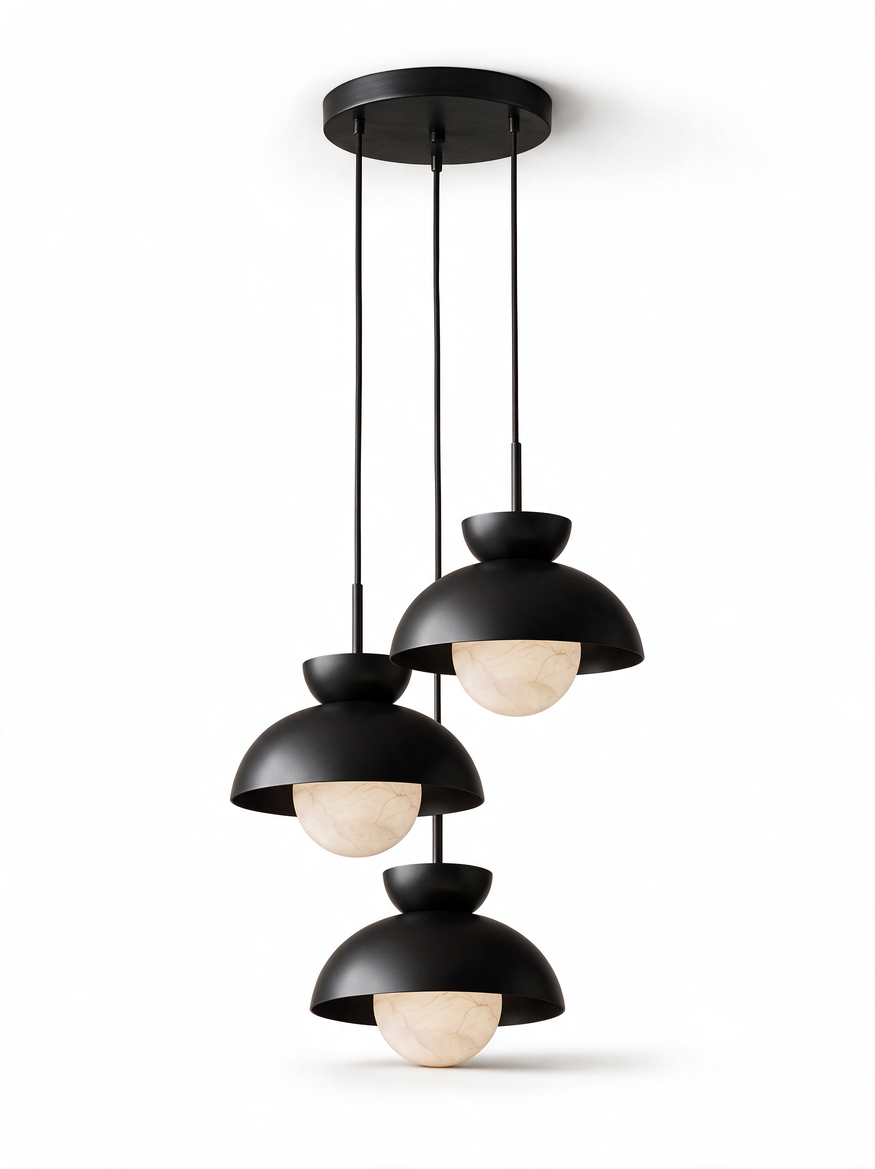 AIR HAVEN Alabaster Globe Pendant Light - 3-Lights Round Canopy Black Hero