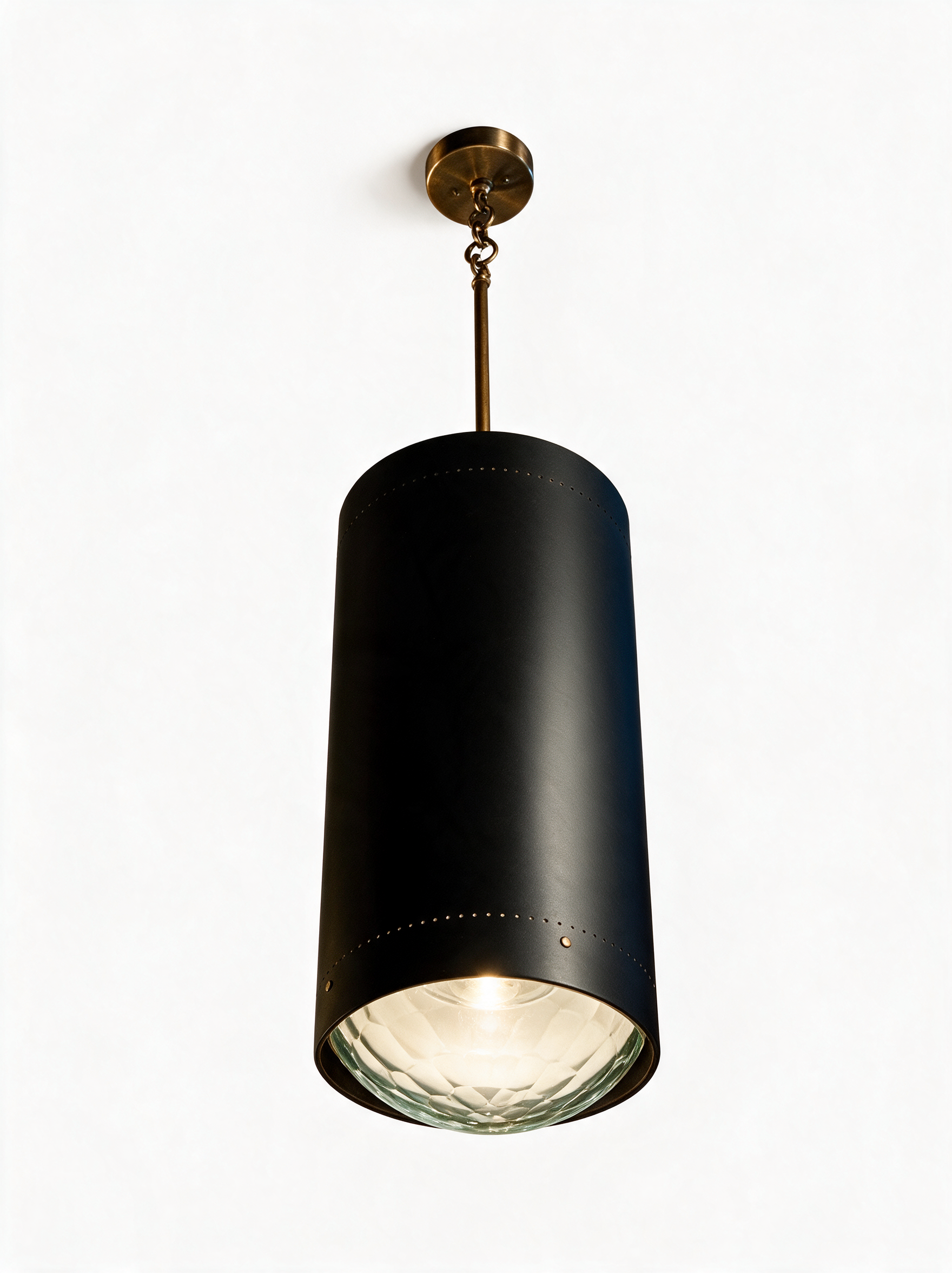 AIR HAVEN Faceted Beam Glass Pendant - Three-Quarter Studio View