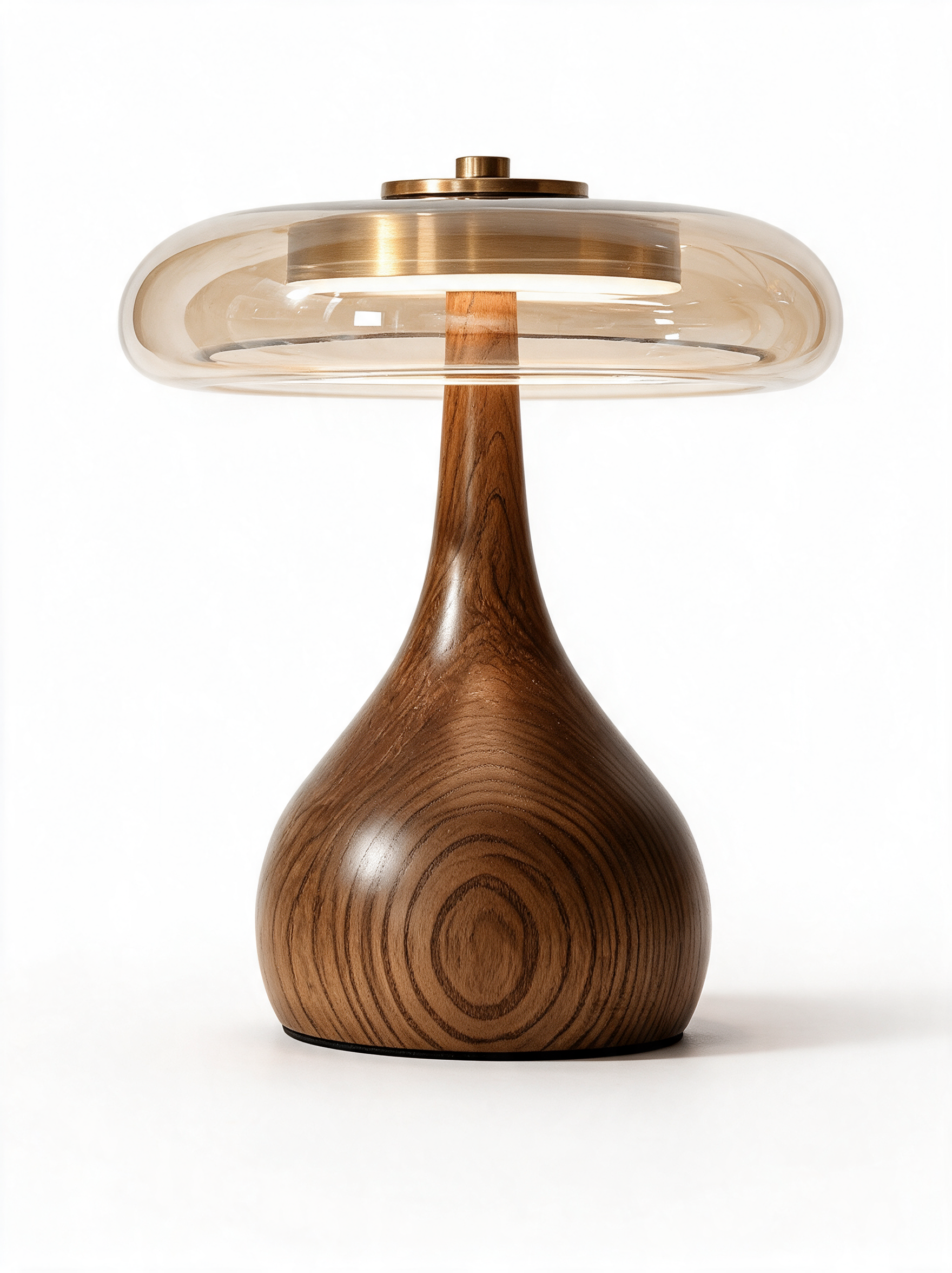 AIR HAVEN Ash Wood Brass Table Lamp - Side Elevation