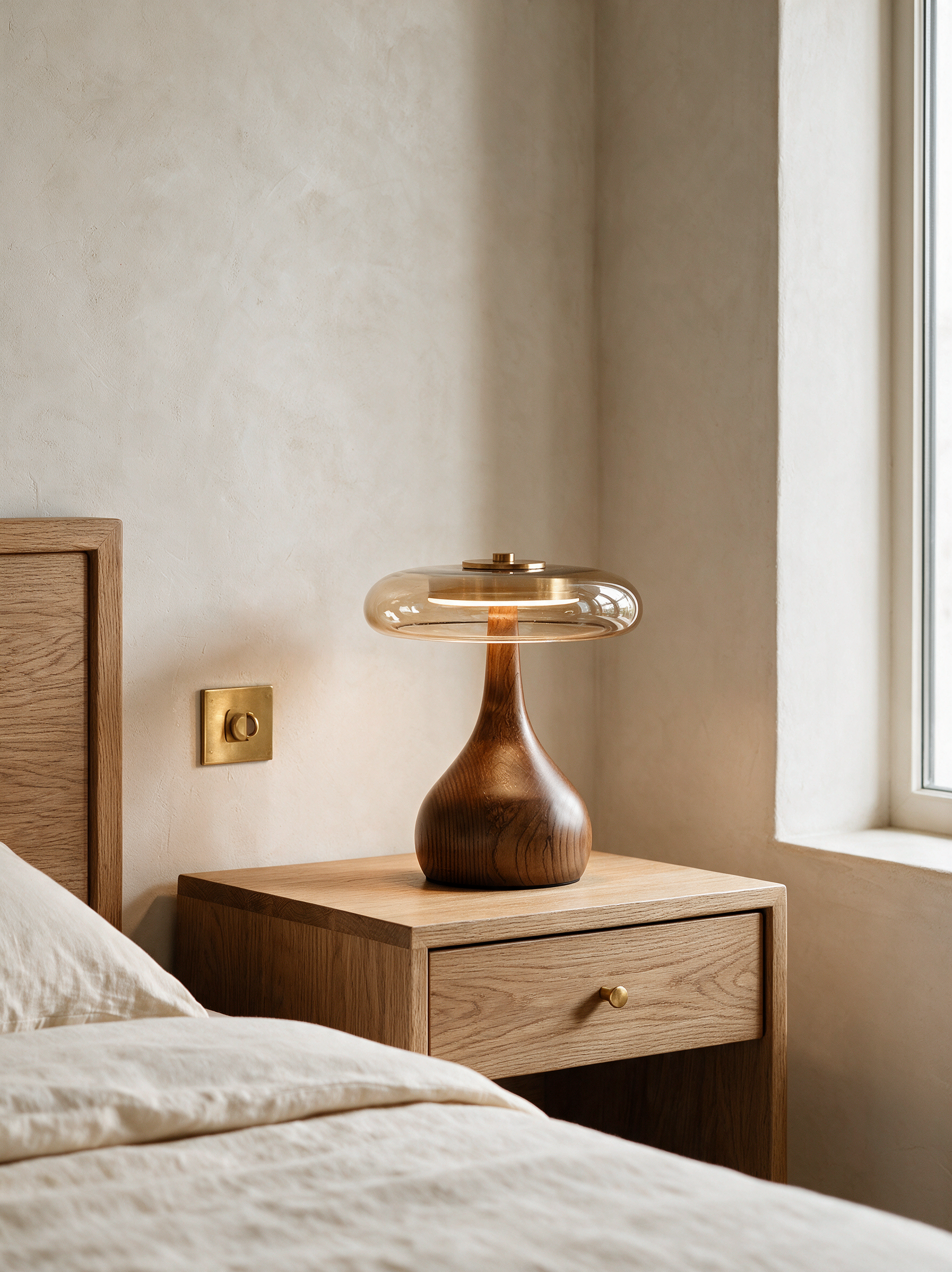 AIR HAVEN Ash Wood Brass Table Lamp - Signature Lifestyle