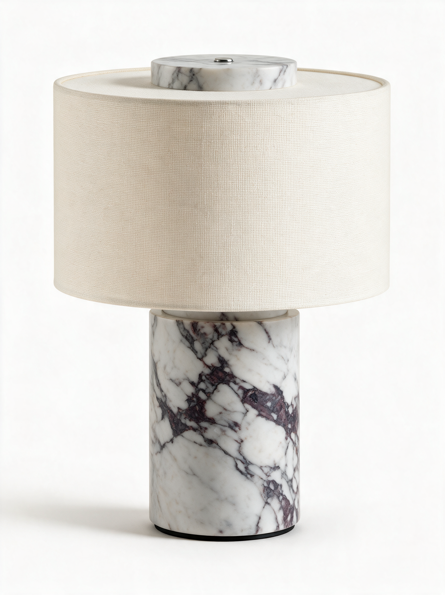 AIR HAVEN Marble Cylinder Table Lamp - Three-Quarter Studio View