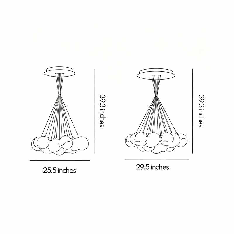 Modern Matte Black Chandelier Bubble Ball Ceiling Light