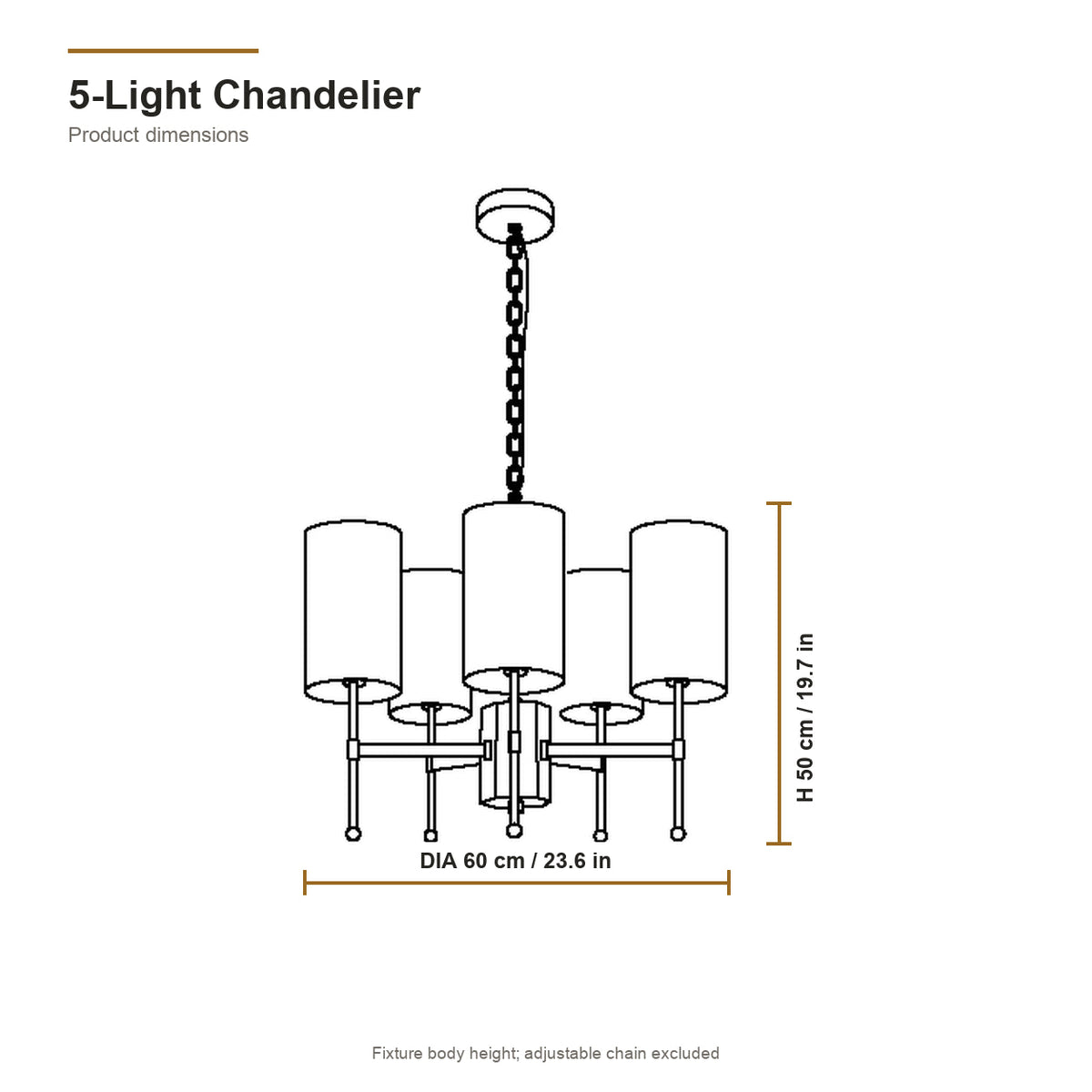 Brass Fabric Shade Chandelier