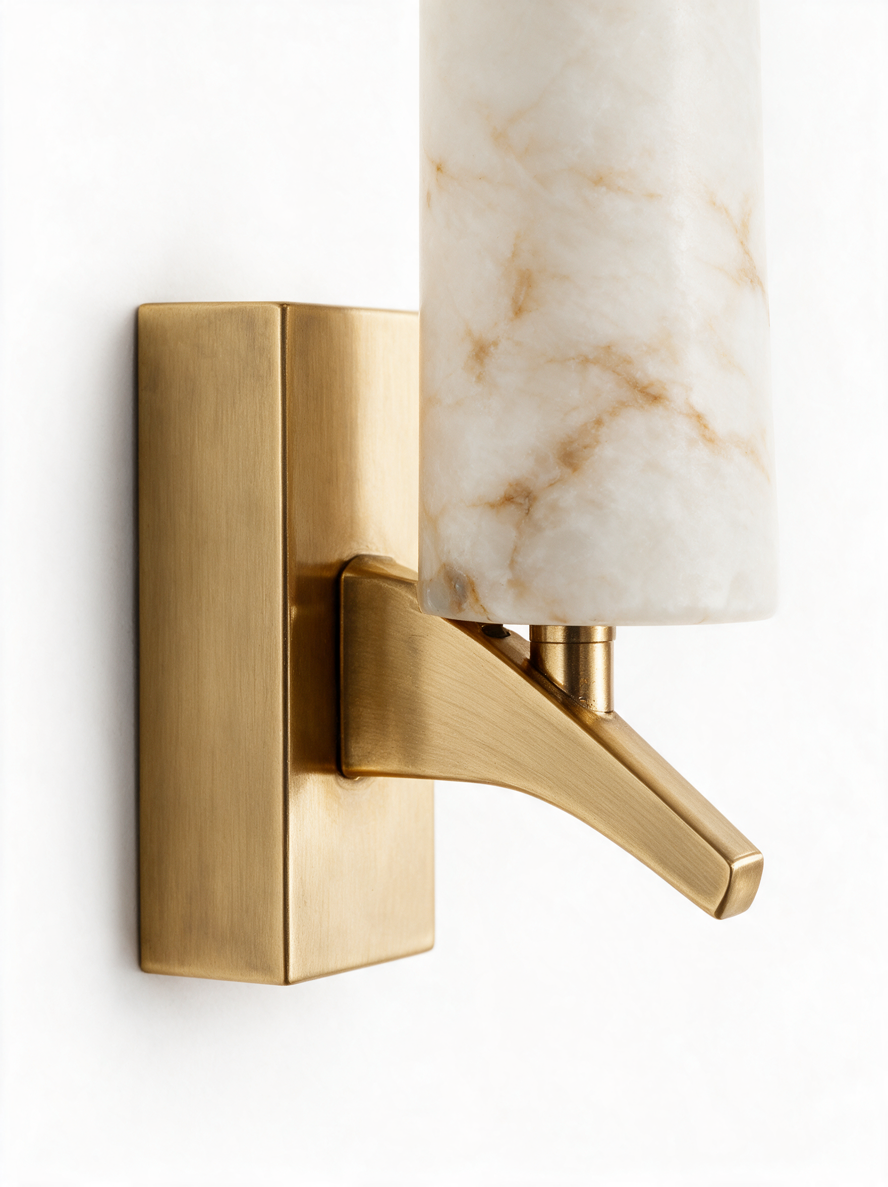 AIR HAVEN Alabaster Column Wall Sconce - Brass Bracket Construction Detail
