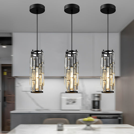 Crystal Mini Pendant Light for Kitchen Island & Bar | Industrial Iron, Black Gold Chrome