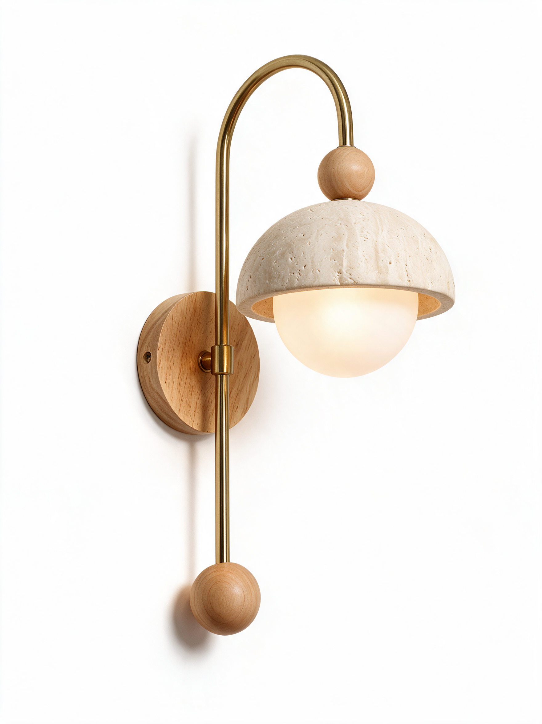 AIR HAVEN Travertine Dome Reading Sconce Wood - White Hero