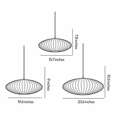 Pendant Light with White Shade French Creative Silk LED Ceiling Light