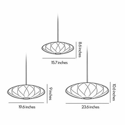 Pendant Light with White Shade French Creative Silk LED Ceiling Light