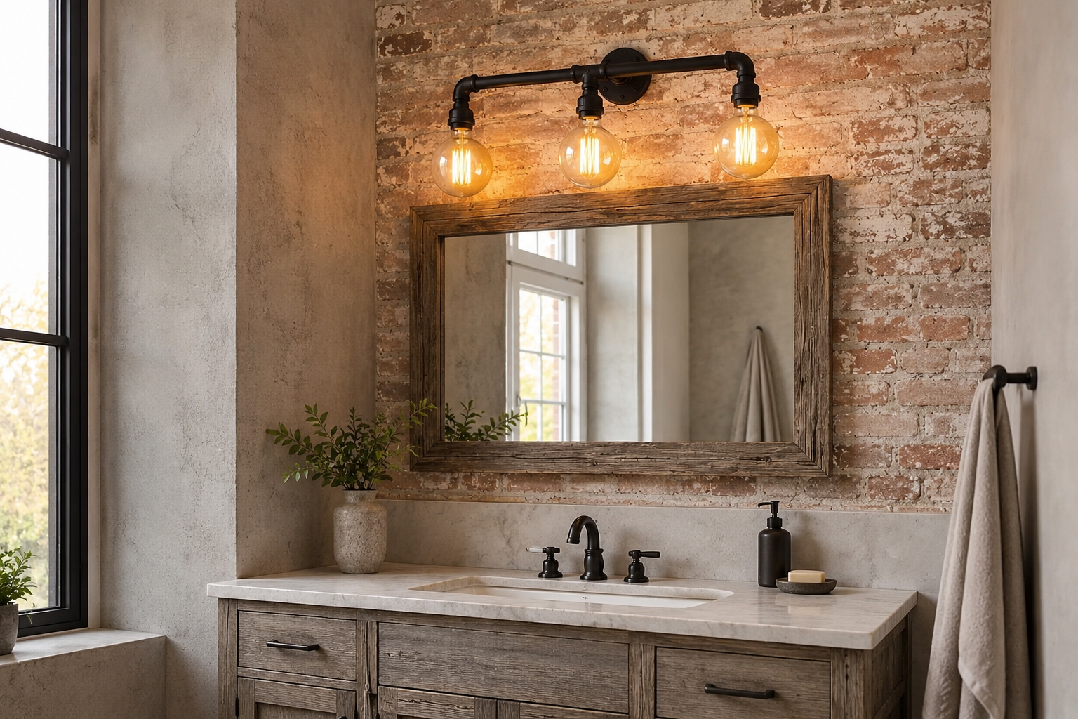 Industrial iron pipe vanity light 3-head 24 inch – alternate angle