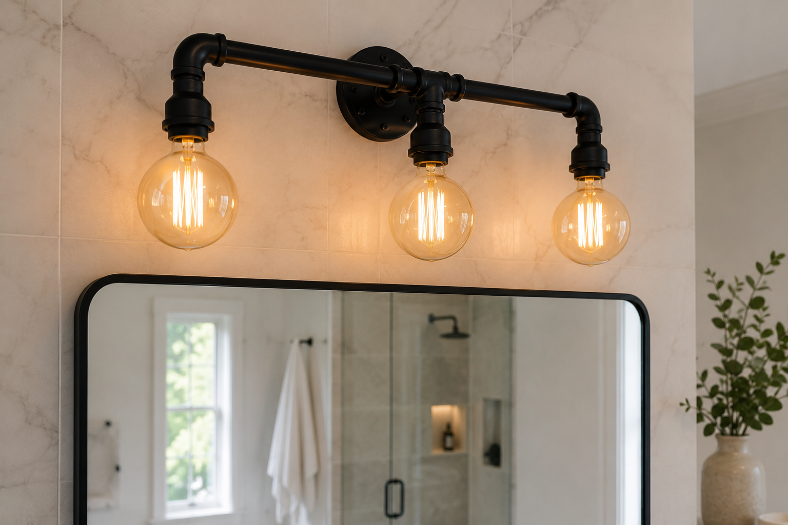 Industrial pipe vanity light 5-head 42 inch – scale and dimensions reference