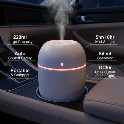 220ml Ultra-Quiet USB Humidifier with LED Glow
