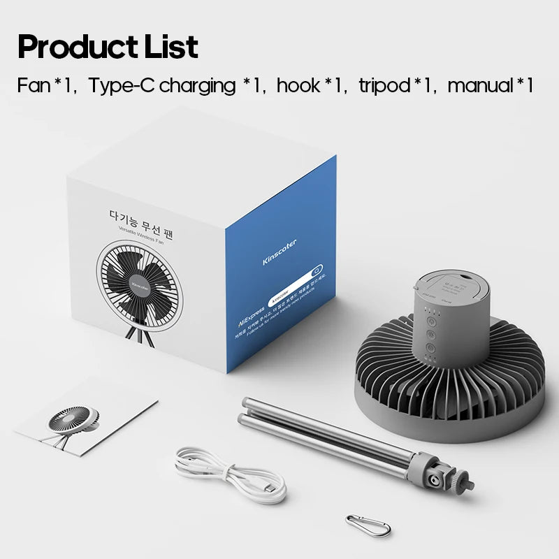 Camping Fan with Power Bank LED Lighting