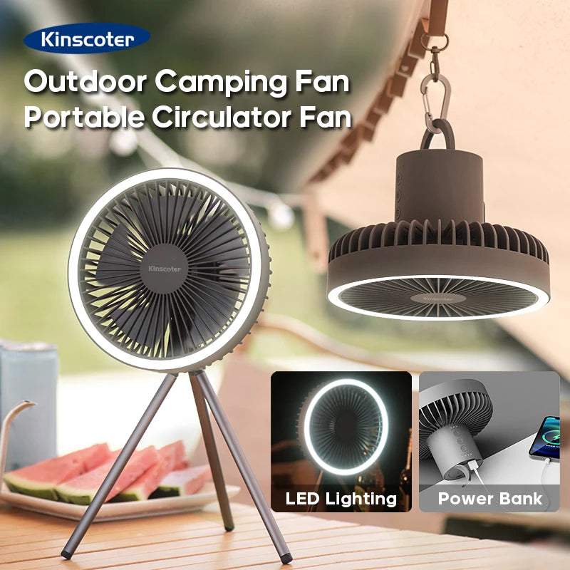 Camping Fan with Power Bank LED Lighting