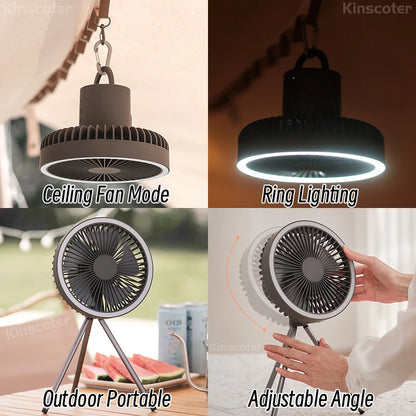 Camping Fan with Power Bank LED Lighting