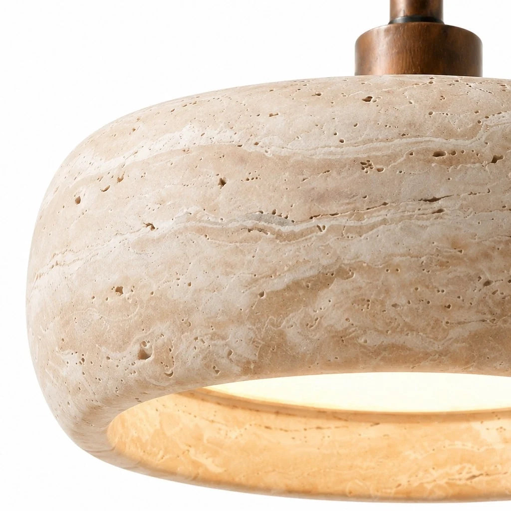 Tavik Vintage Rustic Travertine Stone Cylinder Wall Sconce