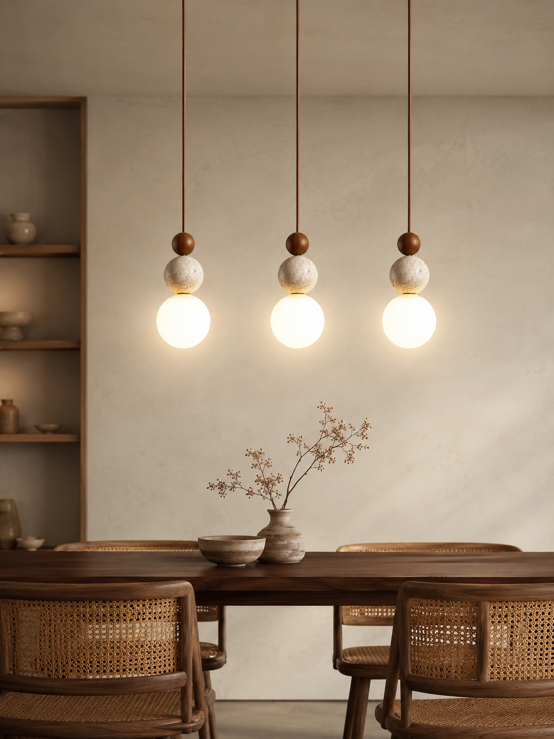 Travertine Wood Pendant Light