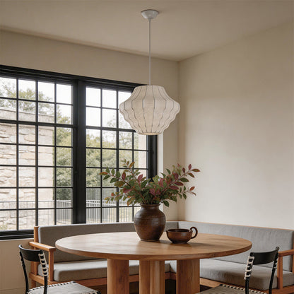 White Pendant Lighting Japanese Vintage Creative Silk Ceiling Light
