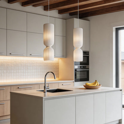 Cylinder Pendant Lighting Wabi-Sabi Style Silk Fabric Ceiling Light